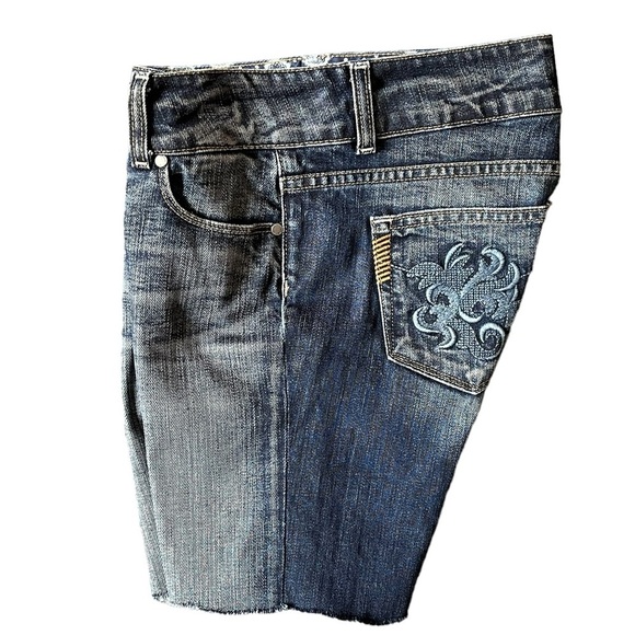 Paige Women's Hidden Hills Raw Hem High Rise Denim Jean Shorts Size 28 - Picture 2 of 13